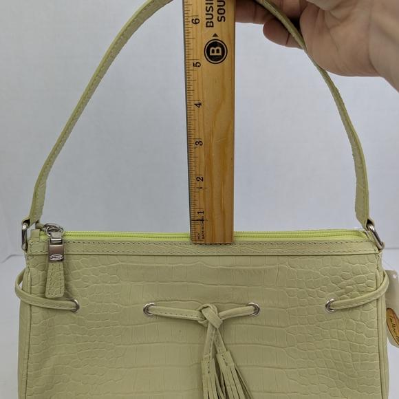 NWT Talbots Purse Crocodile Embossed Lime Green Leather Top Handle Handbag Y2K - Picture 11 of 15